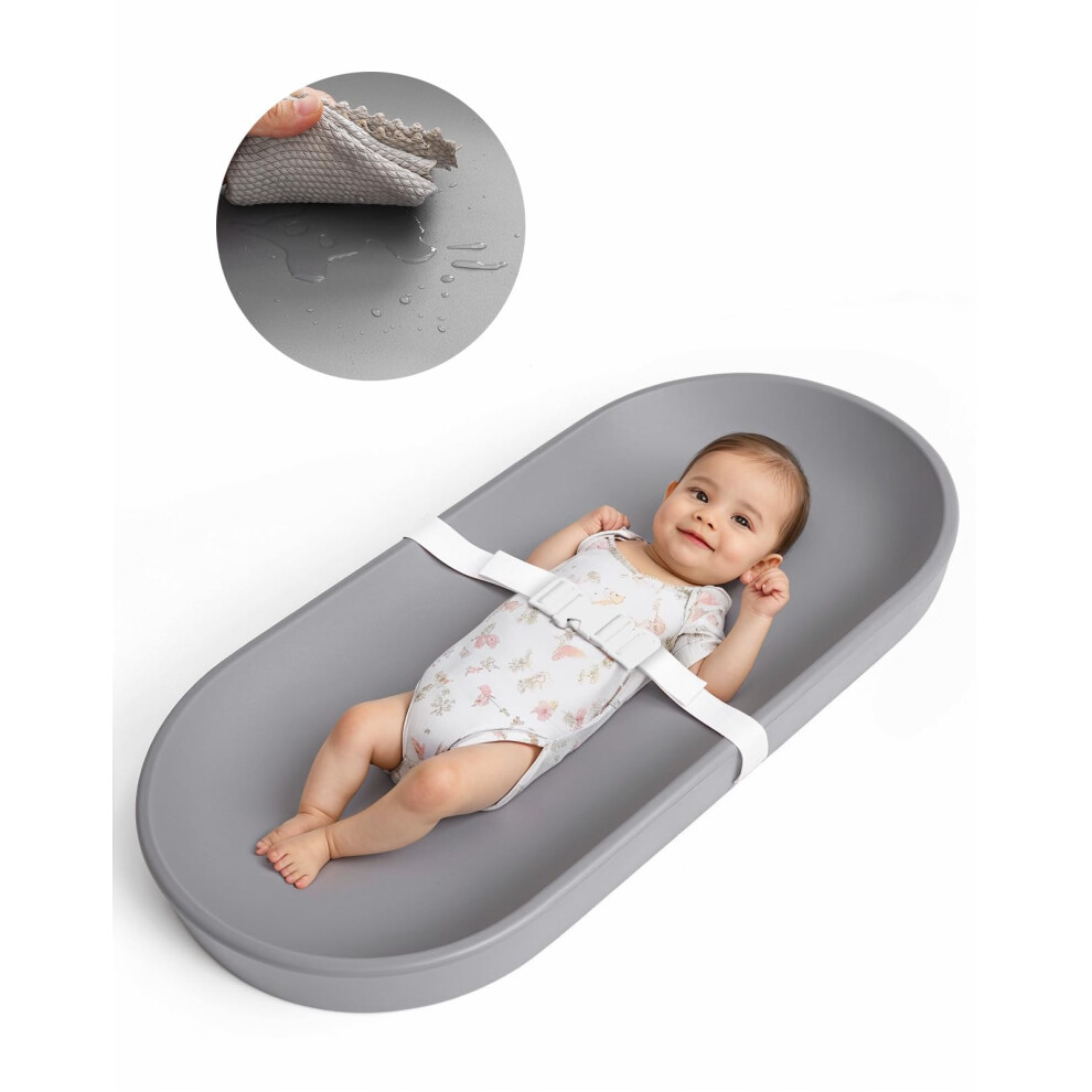 Baby Changing Pad - Waterproof Pu Nappy Changing Pad, Anti Roll With Safety Strap, Wipeable, For Dresser And Changing Table Comomy