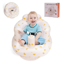 Upgraded Inflatable Baby Seat 3 Months and Up, Inflatable Baby Chair with 3-Point Harness, Baby Floor Seat for Sitting Up, Blow Up Baby Chair with