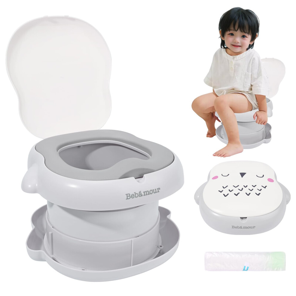 Baby Potty Training Toilet Seat Portable Potty For Toddlers Travel Potty For Boys And Girls With Potty Liners, Owl Bebamour