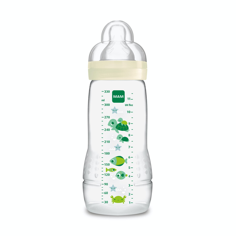 Easy Active 2Nd Age Bottle, 330Ml - 6+ Months - X-Flow Teat, Ultra-Fast Speed - White Mam