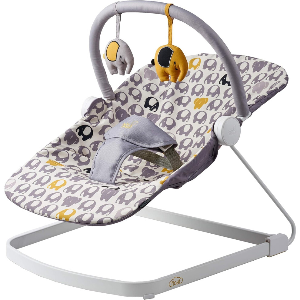 Baba Bing Bababing | Float Baby Bouncer | Reclining Baby Rocker With Contemporary Ellie Elephant Print | Portable Baby Seat With Exclusive Soft Toys