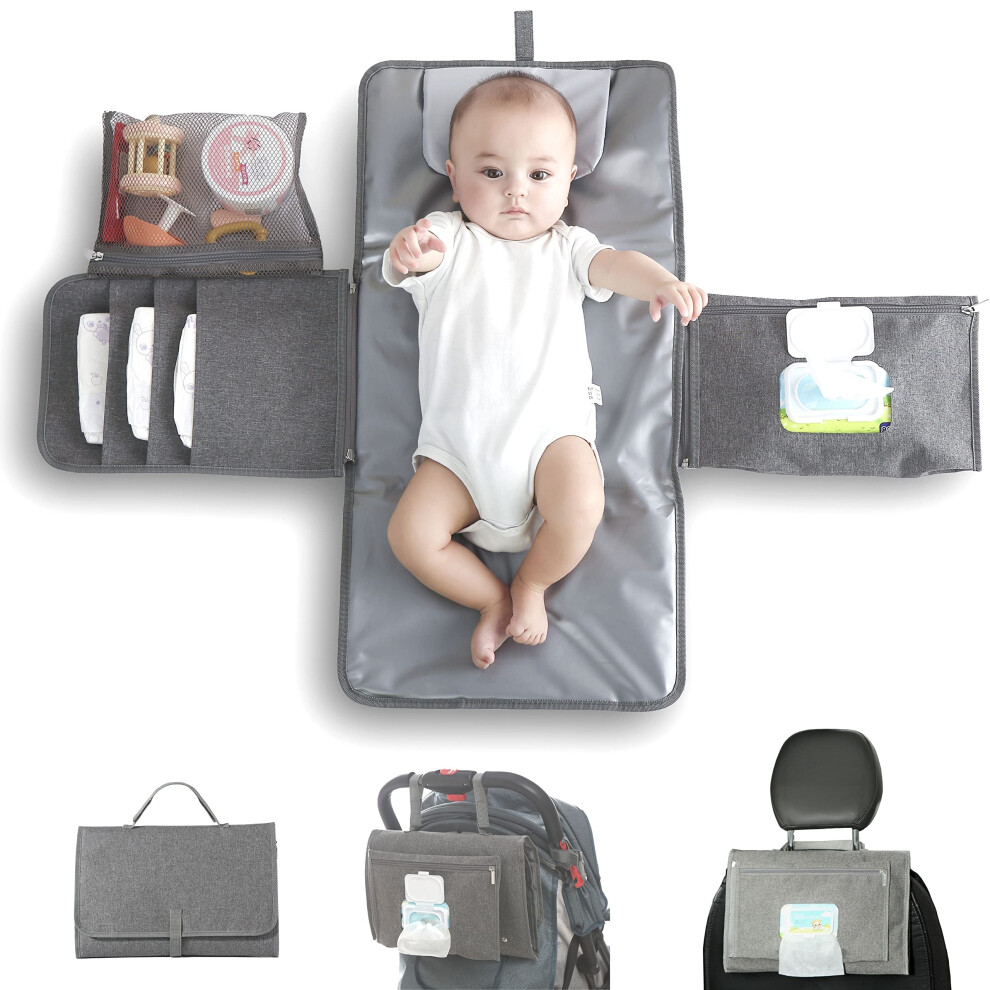 Baby Portable Changing Pad With Wipes Pocket For Diaper Bag Wipeable Waterproof Newborn Travel Mat Shower Gifts Janyoo