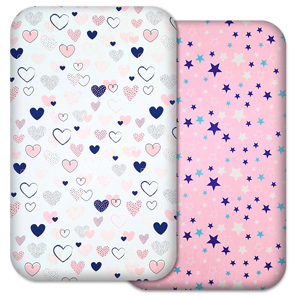 Next To Me Crib Sheets ? 2Pcs Fitted Baby Sheet Set 100% Organic Cotton Fitted Crib Sheets For Bedside Cribs ? Made In Europe (83X50cm, Pink Selemavi