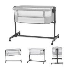 KinderKraft Neste UP 2 Bedside Crib, Travel Cot, Co-Sleeping Bed, Ajustable Height, Foldable Side Wall, Transport Wheels, with Accessories, Cotton