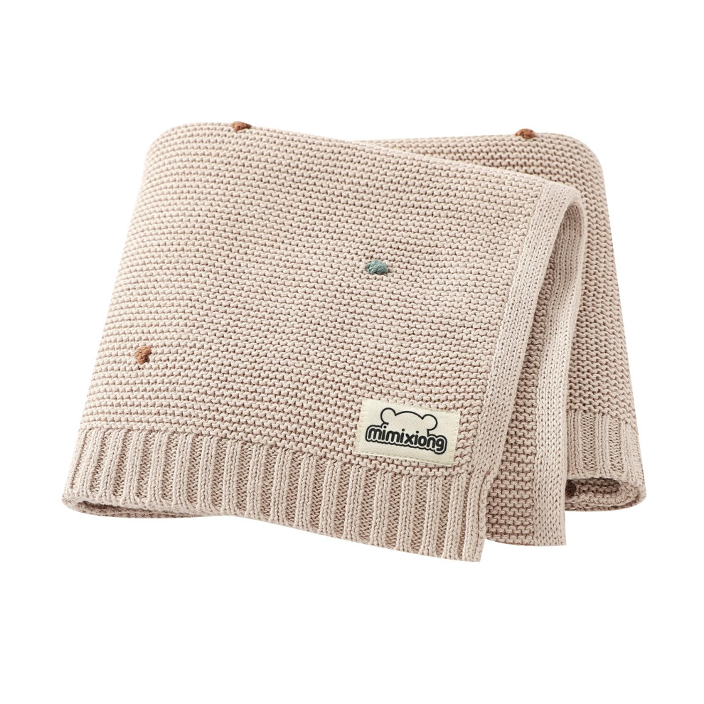 Knit Baby Blanket - Soft Cozy Cotton Knit Baby Blanket For Boys And Girls - Swaddling Crib Stroller Quilt Blanket Shower Baby Gift (Beige1) Mimixiong