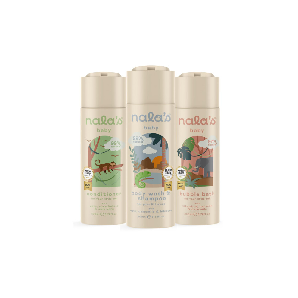 Wash Bundle | Contains Body Wash & Shampoo, Bubble Bath, Conditioner | Award-Winning | Dermatologically-Tested & Paediatrician-Approved | Nala's Baby