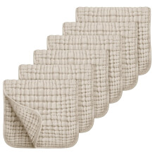 Looxii Muslin Burp Cloths 100% Cotton Large 25x50cm Extra Soft and Absorbent 6 Pack Baby Burping Cloth Muslin Squares for Newborn Boys Girls Apricot