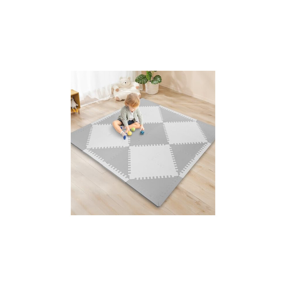 Foam Baby Play Mat - 127X127cm Triangle Soft Interlocking Puzzle Play Mat Tiles 32Pcs, Waterproof Eva High-Resilience Foam Puzzle Crawling Funsland