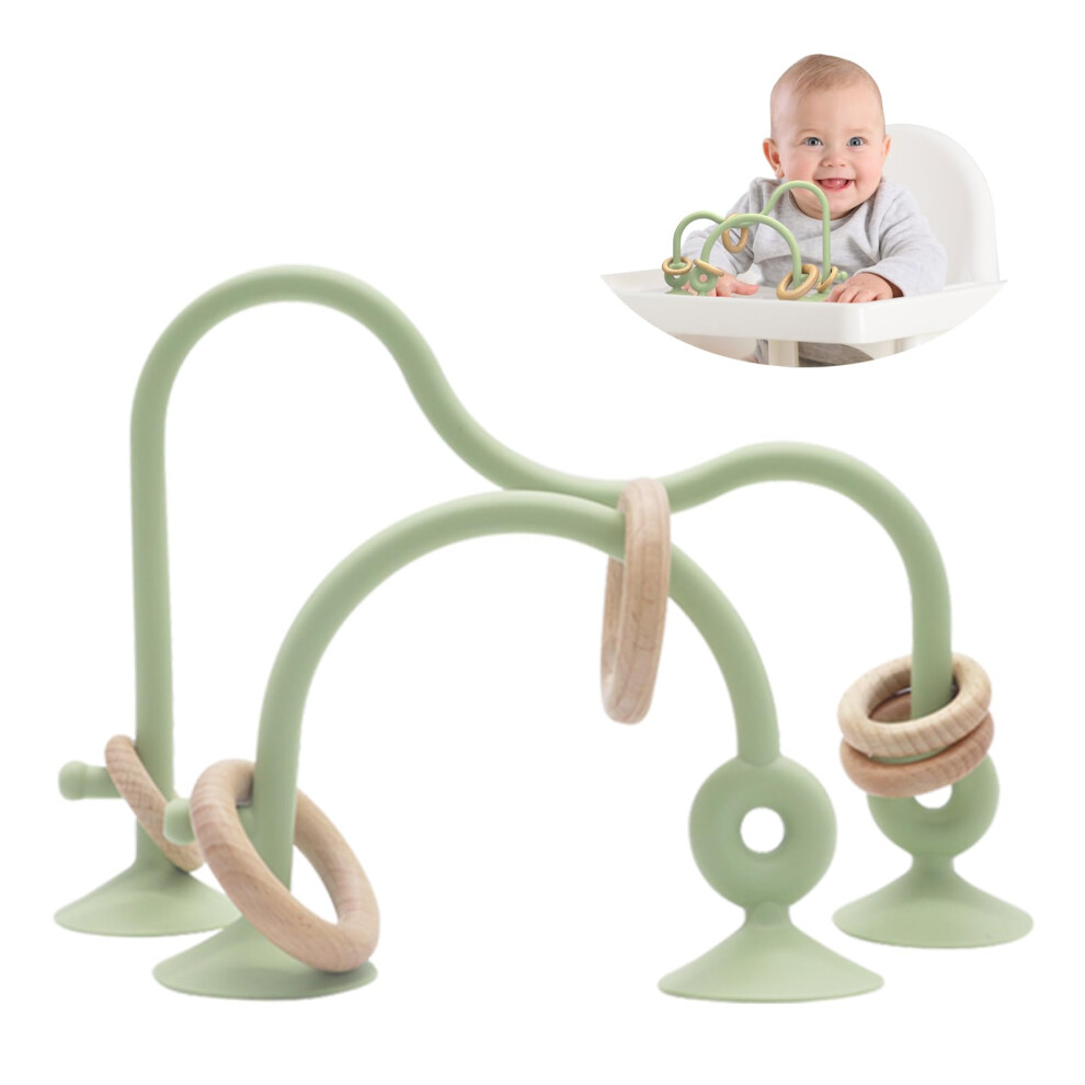 Zeeloopbee Baby Teething Toy, High Chair Toys With Suction Cups For Infant Toddlers 10-12M+, Silicone Baby Teether Toys, Montessori Sensory Highchair