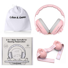 Lilian&Gema 2-in-1 Baby Ear Defender for Babies and Toddlers up to 4 Years, Adjustable Baby Headphones with Stretchy Band, Noise Cancelling