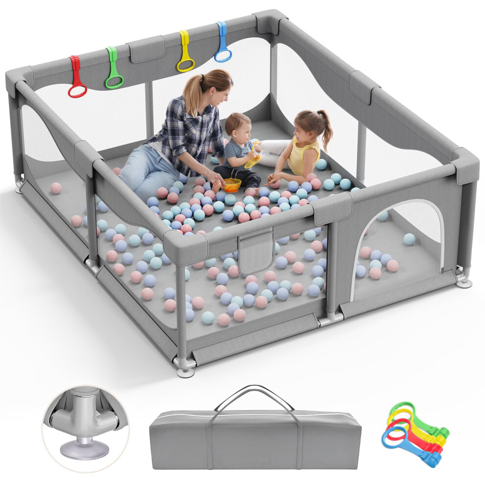 Valquid Baby Playpen, 180X150cm Extra Large Play Pen Babies And Toddlers With Impact Foam And Breathable Mesh, All-Around Safety For Baby, Perfect For