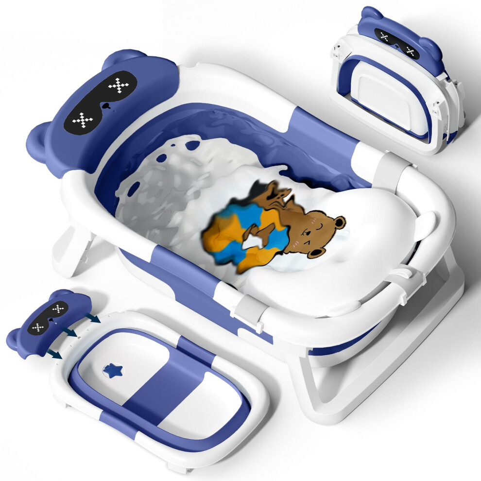 Baby Bath Tub Foldable, Baby Bathtub Collapsible Essentials For Newborn With Soft Cushion (0-18Months), Baby Shower For Infant To Toddler Gift Cooseya