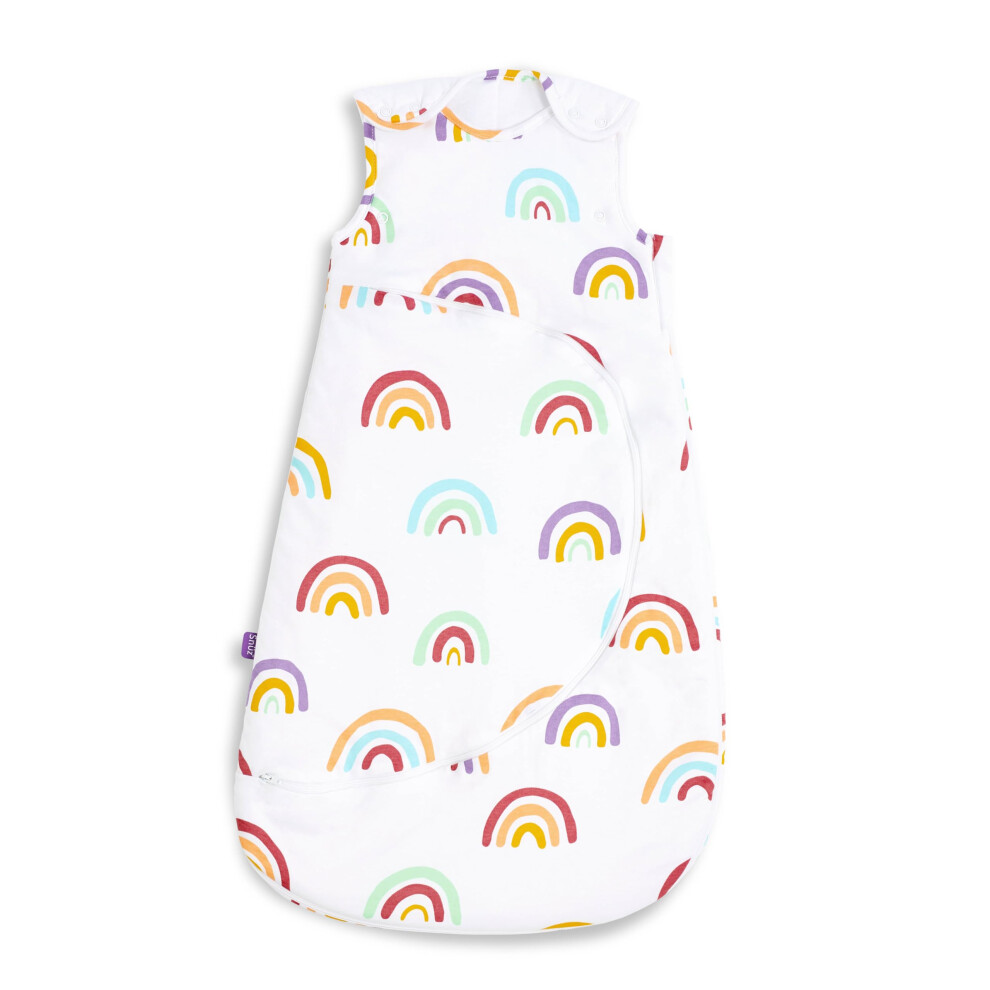 Snuz Baby Sleeping Bag With Nappy Zip - For Easy Nappy Changes, Super Soft Cotton Sleeping Bags Poppers, Meets British Safety Standard, Rainbow, 2.5