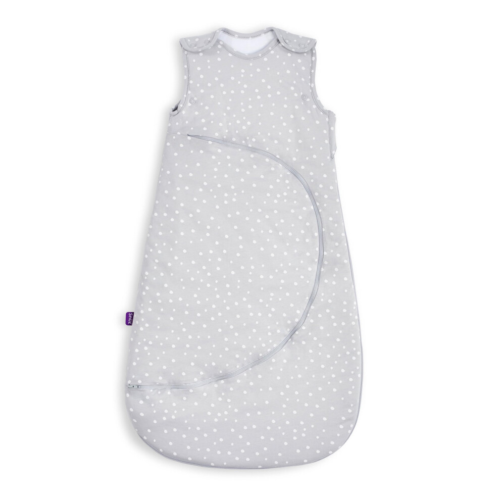 Snuz Baby Sleeping Bag With Nappy Zip - For Easy Nappy Changes, Super Soft Cotton Sleeping Bags Poppers, Meets British Safety Standard, White Spot, 1