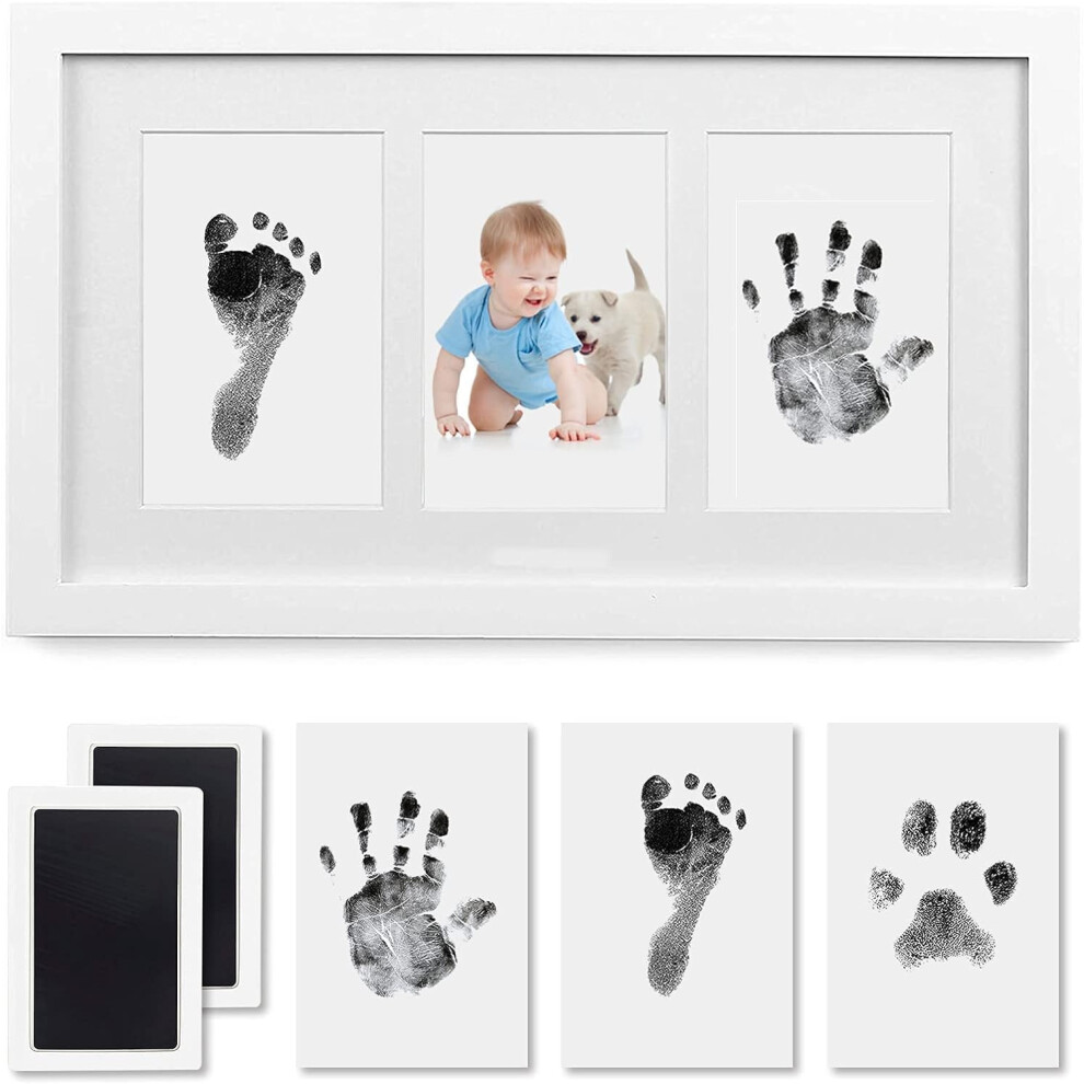Baby Handprint And Footprint Kit, Baby Framed Photo Kit With 100% Clean-Touch Ink Pad For Newborn Baby, Perfect Baby Gift Pewingo