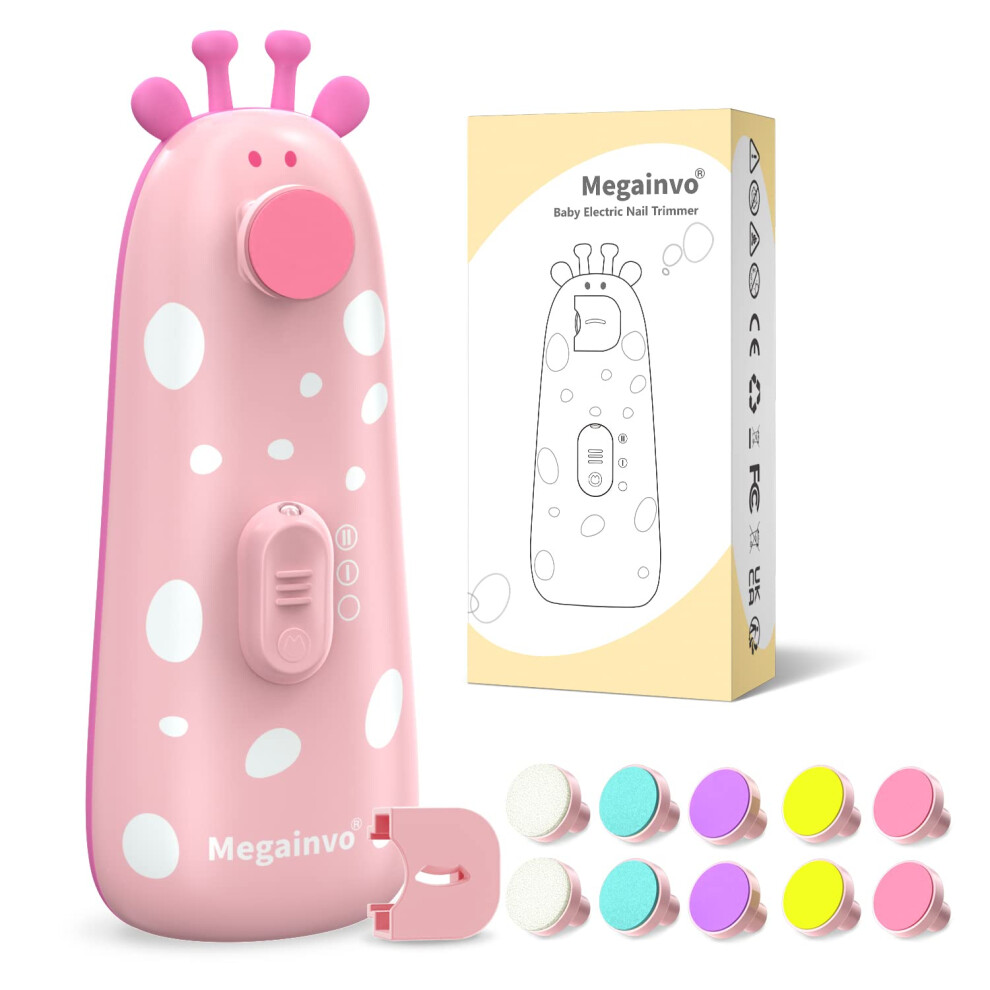 Baby Nail File Electric,Safe Baby Nail Trimmer With 10 Grinding Heads, Whisper Quiet,Led Baby Nails Clippers Electric For Baby Newborn Light Megainvo