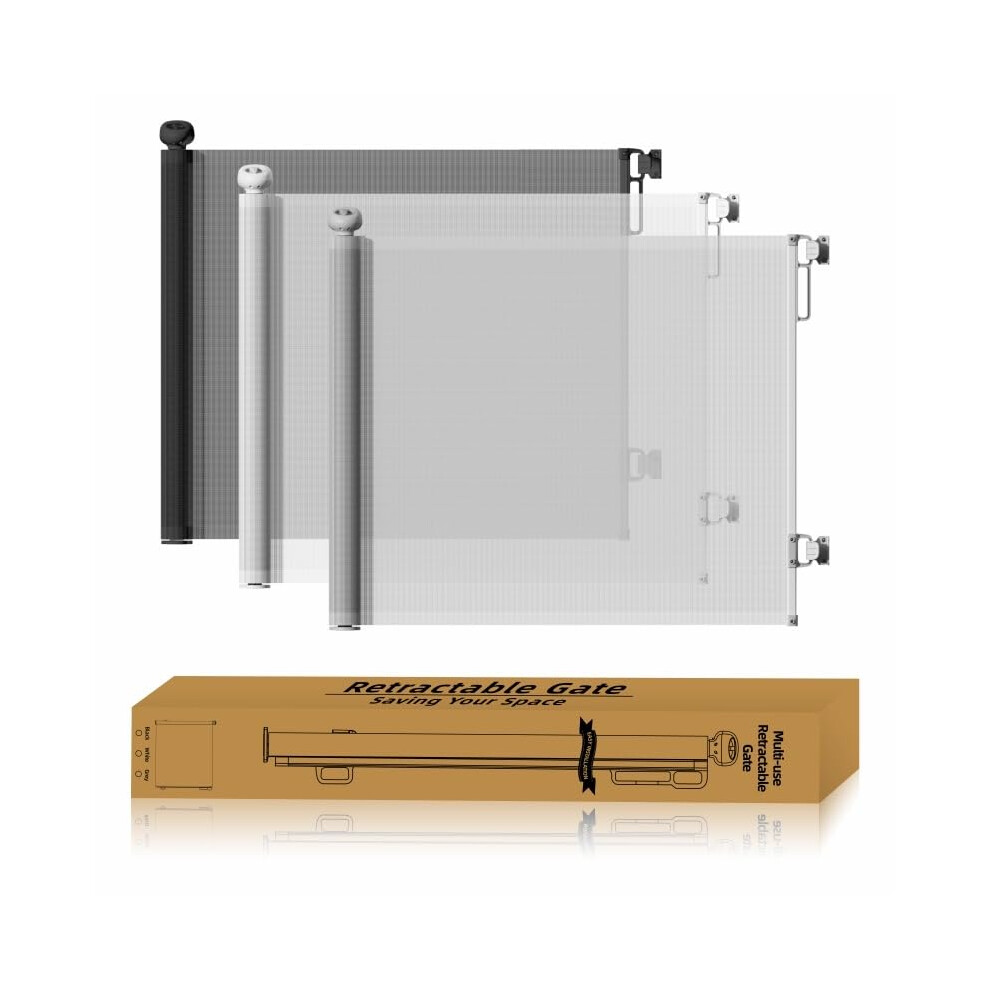 Start and Drive Ltd, Retractable Baby Gate 87cm x 130 cm Stair Safety Gate Roll for Babies and Pets, dogs, Extendable Barrier Gates (Grey)-image-OPC-PMXVQCR-NEW