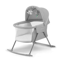Kinderkraft Baby Crib 3 in 1 LOVI Folding and Unfolding, Adjustable Canopy, with Mattress Cover, Included Toys, Transport Bag, for Newborn, 0-9 kg,