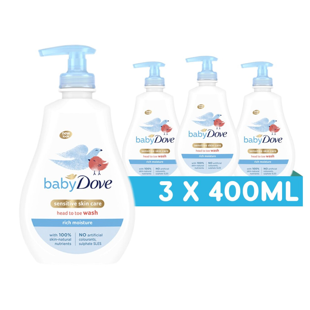 Rich Moisture Head To Toe Wash - Gentle & Nourishing Hair And Body Wash For Babies, Tear-Free Formula, Delicate Fragrance, Keeps Hair And Baby Dove