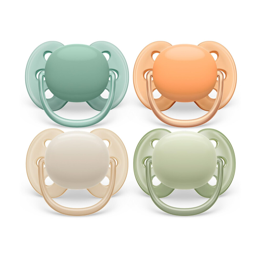 Philips Ultra Soft Soother - 4 X Soft And Flexible Baby Soothers For Babies Aged 0-6 Months, Bpa Free With Steriliser Carry Case (Model Avent