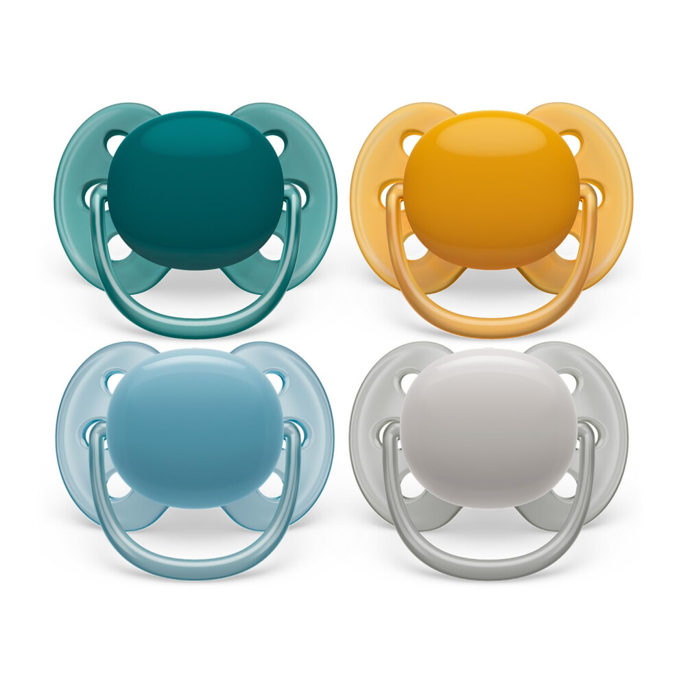 Philips Ultra Soft Soother - 4 X Soft And Flexible Baby Soothers For Babies Aged 6-18 Months, Bpa Free With Steriliser Carry Case (Model Avent