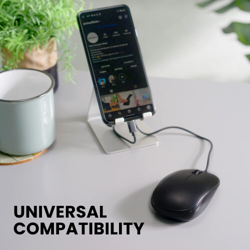 perixx PERIMICE-201C USB Type C Wired Optical Mouse with 3-Button, Scroll Wheel, 800 DPI, Black, 11703 2