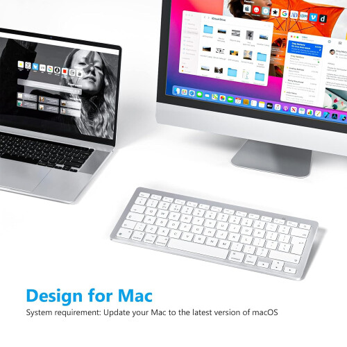 OMOTON Bluetooth Keyboard for Mac, Wireless keyboard for Apple MacBook Pro/Air, iMac, iMac Pro, Mac Mini, Mac Pro, QWERTY UK Layout, Silver 1