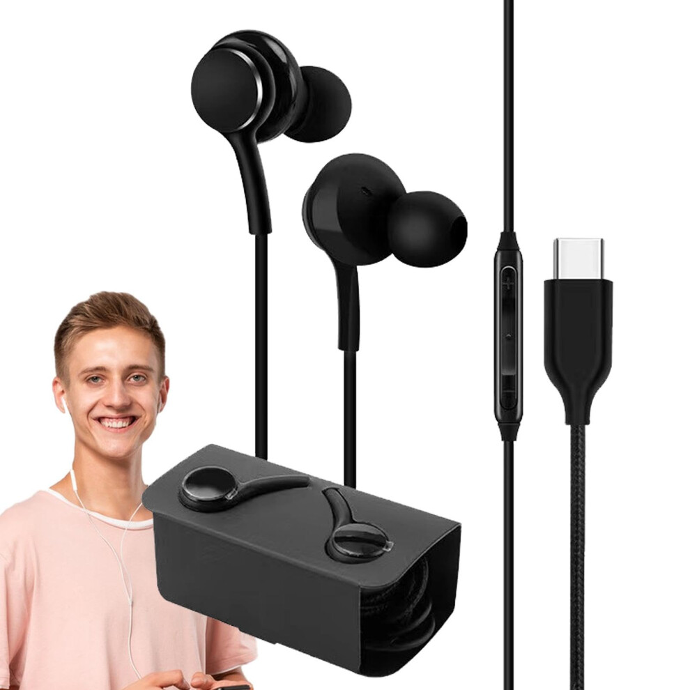 Type C Headphones Wired - In-Ear Earbuds Wired With Mic,Hi-Fi Stereo Sound, Noise Canceling, Waterproof Earphones For Hand-Calls 9105992043422