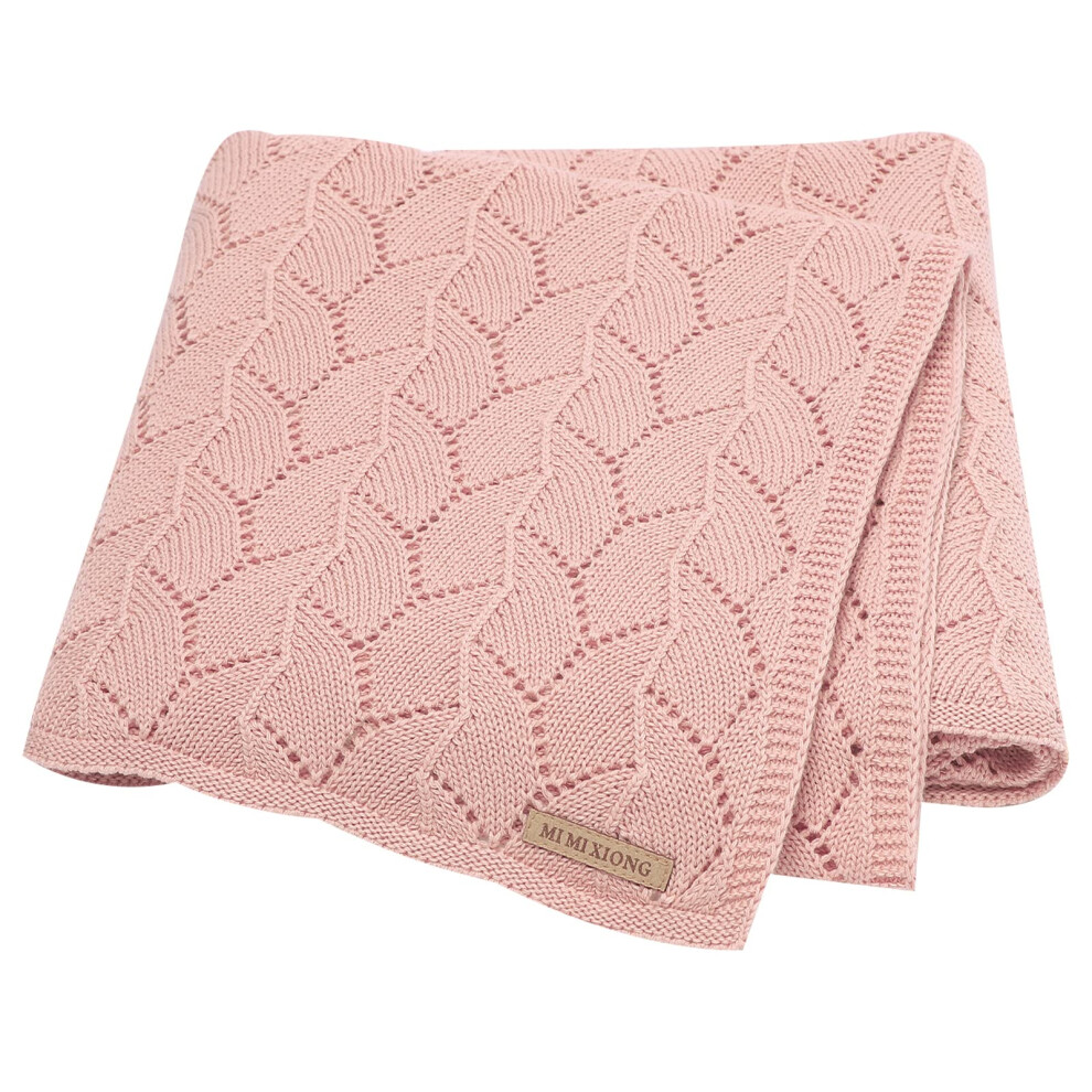 Lawkul Cellular Blanket Baby 100% Cotton Knitted Soft Knit Crochet Blankets For Newborn Boy Girls Toddler 100X80cm Pink