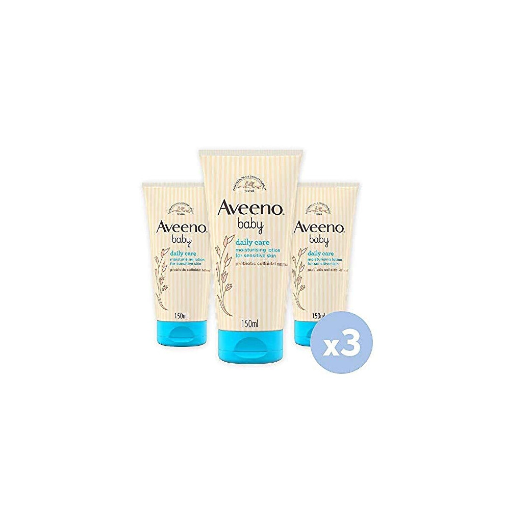 Aveeno Baby Daily Care Moisturising Lotion - 24 Hour Moisturisation - 3 Pack (3 X 150Ml) [Packaging May Vary]