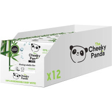 The Cheeky Panda Bamboo Biodegradable Baby Wipes Multipack | 99% Purified Water, Suitable for Sensitive Skin | Dermatologically Tested, 60 Count (Pack