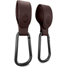 Baby Uma Leather-Style Buggy Clips - 2-Pack of Universal Pram Clips, Non-Slip Buggy Accessories, Carry up to 5 kg per Buggy Clip, Pram Hooks for Bags,