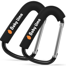 Baby Uma XL Pram Hooks (2 Pack) - Extra Large Carabiner Clip, Universal Stroller Clips, Carry 5 Kg per Buggy Clip, Baby Pram Accessories & Baby Travel