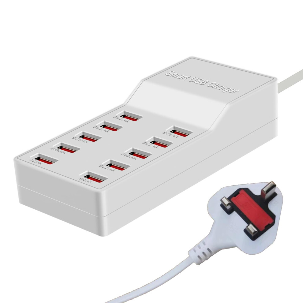 Balabaxer 10 Port Usb Charging Station, Multi Port Charging Station, Suitable For Smartphones, Tablets, And Other Usb Devices (White) White 8000002246798