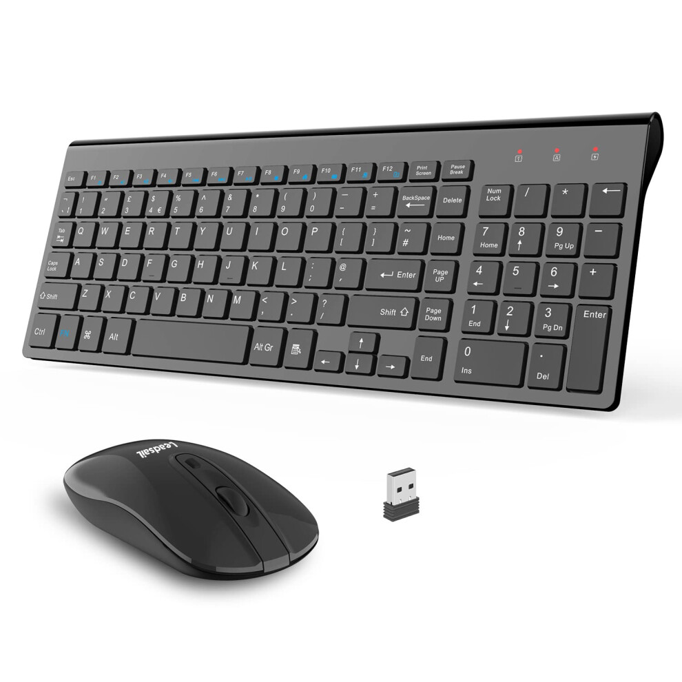 Leadsail Wireless Keyboard And Mouse Set, Wireless Usb Mouse And Compact Computer Keyboards Combo, Qwerty Uk Layout For Hp/Lenovo Laptop And Mac 8000002248211