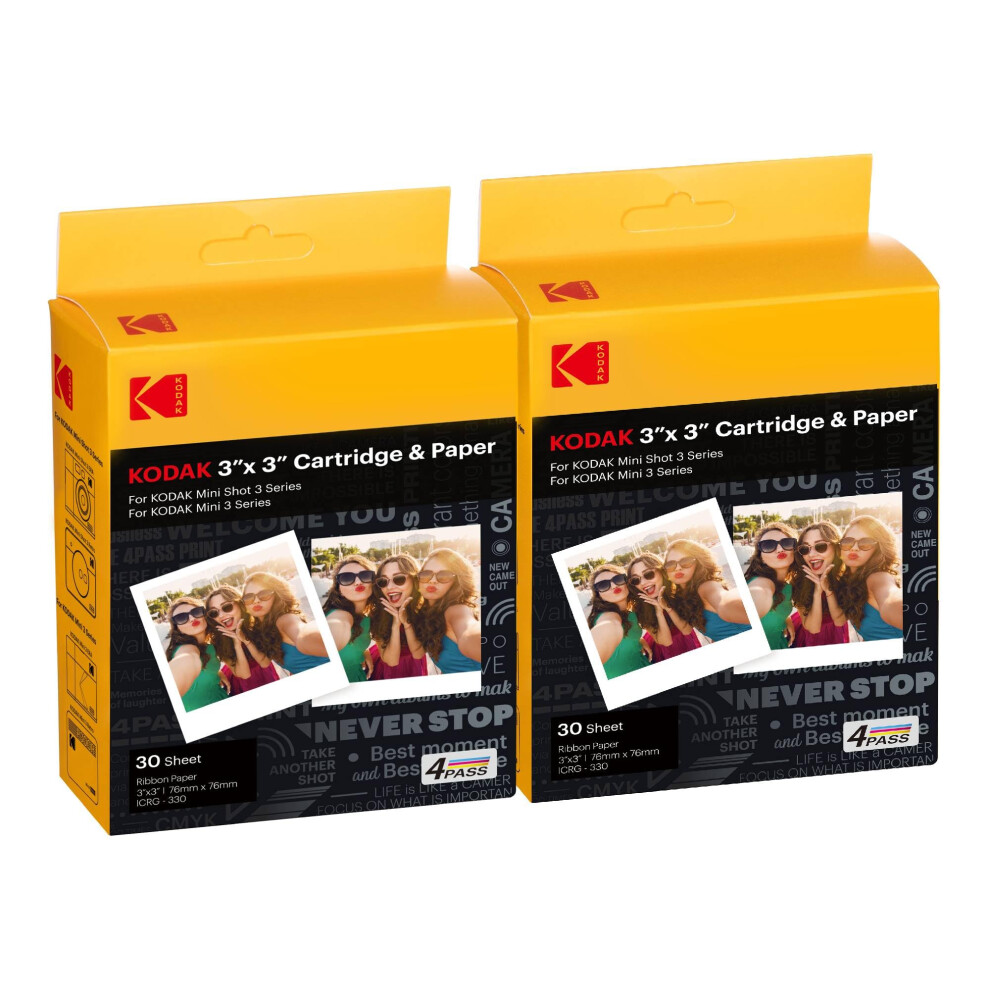 Kodak 4Pass Film Cartridge (3X3) For Mini 3 Retro And Mini Shot 3 Retro, 60 Sheets
