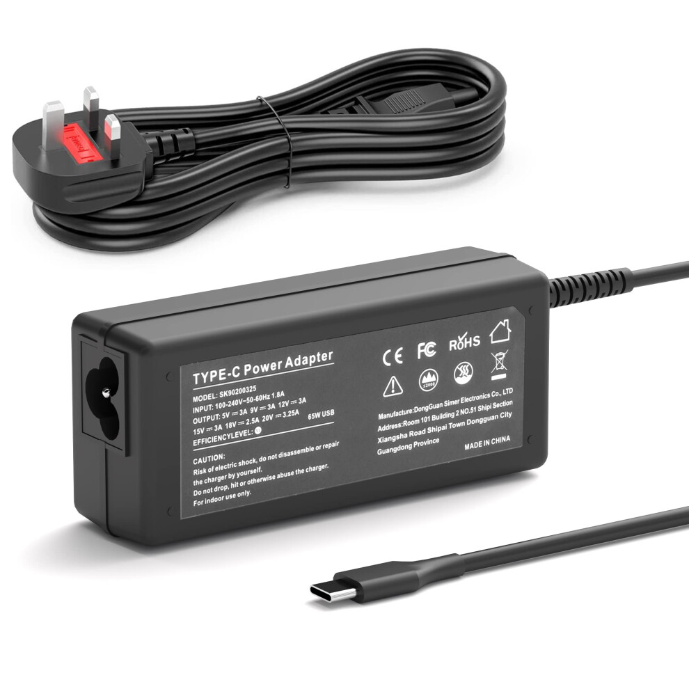 65W Lenovo Laptop Charger, Usb C Laptop Charger For Lenovo Thinkpad X1 Carbon T14 T15 T480 T490 T580 T590 X13 X280 X380 X390 E14 E15 E480 E490 E580 8000002250788