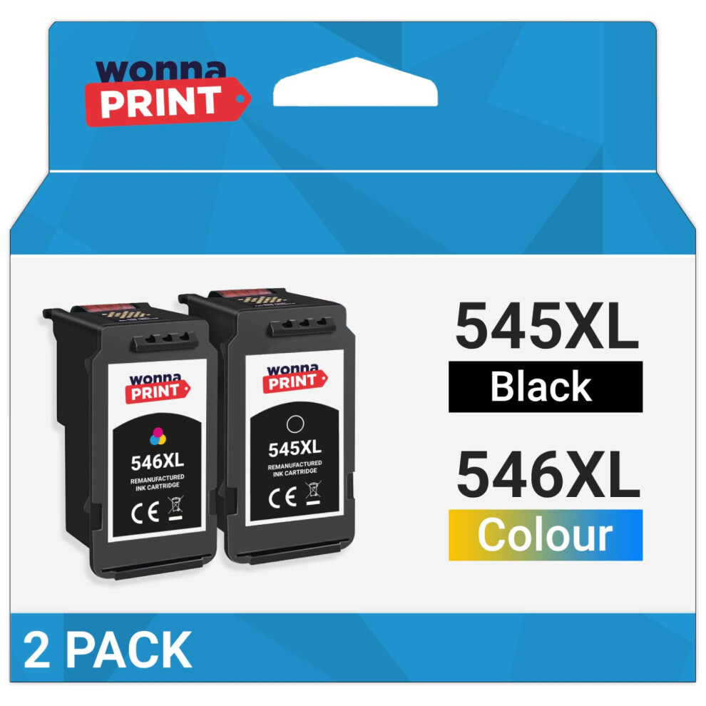 Wonnaprint 545XL 546Xl Ink Cartridges Replacement For Canon Pg-545Xl Cl-546Xl 545 546 And Colour For Pixma Tr4550 Mg2450 Mg2550 Mg2950 Mx495 Black 8000002251037