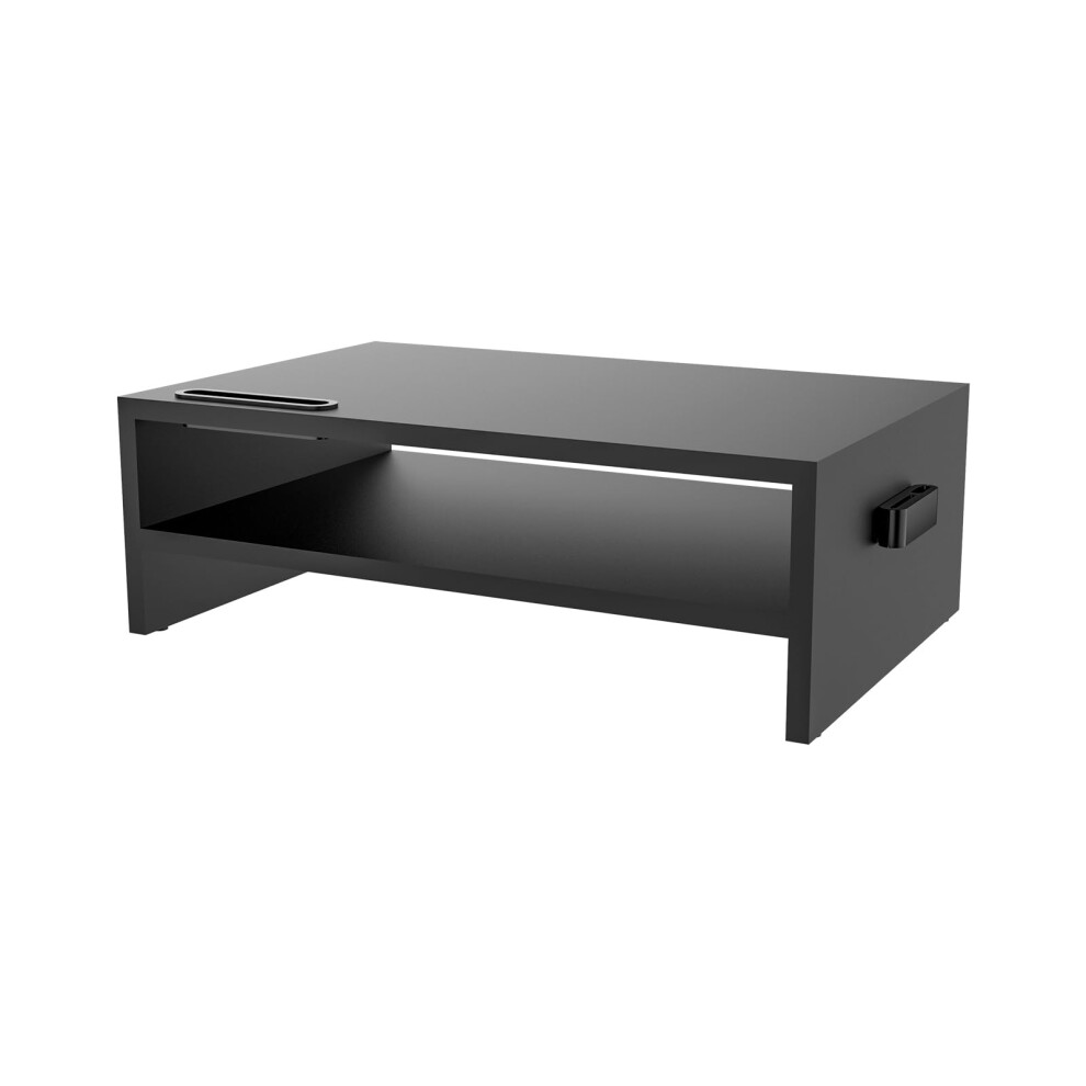 Grifema Gb1052 Wood Monitor Stand Riser With Smartphone Holder, 2 Tier Storage, Cable Management For Computer, Notebook, Imac, Black 8000002250344