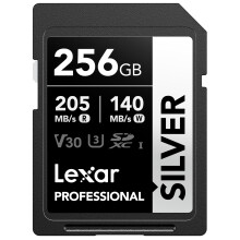 Lexar 256GB SD Card SILVER, Up to 205MB/s Read, 140MB/s Write, SDXC UHS-I Memory Card, Class 10, U3, V30, SD Card for Professional Photographers,