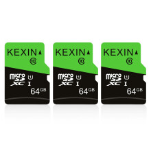 KEXIN 64GB Micro SD Card 3 Pack Microsd Memory Card UHS-1, Class 10 MicroSDXC TF Card 64 GB SD Card with SD Adapter for Phones, Monitor, Drone, Dash