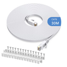 Gulaey 30m Cat6 Ethernet Cable, Long Internet Cables High-Speed Patch Cord Flat Design 1Gbps for 250Mhz/s UTP for Console, PS3, PS4, PS5, Switch,