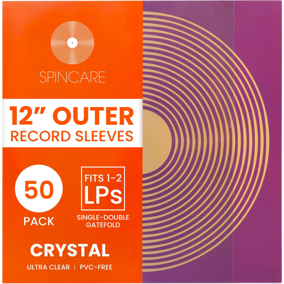 50X 12 Inch Standard Outer Vinyl Record Sleeves | Crystal Clear Covers For Single Double Albums & Lps | Acid-Free Protective Plastic Sleeves | Clean & 8000002254380