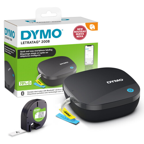 DYMO Dymo LetraTag 200B Bluetooth Label Maker | Compact Label Printer | Connects Through Bluetooth Wireless Technology to iOS and Android | Includes 1