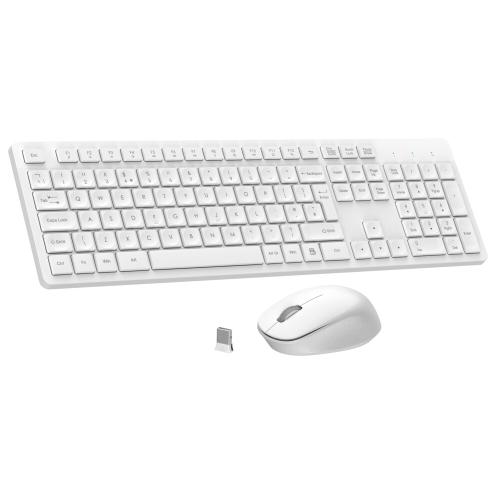 Leadsail Wireless Keyboard And Mouse Set, 2.4Ghz Usb Computer Keyboards And Mouse Combo, Soft Touch, Full Size Uk Qwerty Layout With 12 Multimedia 8000002251976