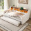 Velvet Sofa Bed with Storage & USB Charging, Beige 1