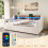 Velvet Sofa Bed with Storage & USB Charging, Beige 7