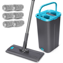 MASTERTOP Microfibre Mop and Bucket Set with 140cm Stainless Steel Handle | 6 Pcs Super Absorbent Pads & 2-in-1 Cleaning System | Wet and Dry Cleaning