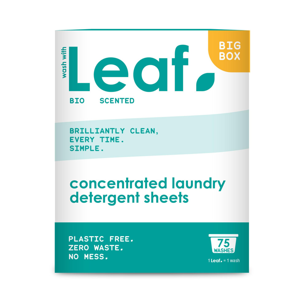 Leaf Laundry Sheets X75 Ultra Concentrated Bio Washing Detergent - Simple Detergent, Swaps Pods, Liquid, Powder, Capsules ? Travel Wash, Pack Of 1