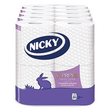 Nicky Supreme Toilet Tissue ? 20 Rolls Per Pack, 3 Ply Roll, 160 Sheets Per Roll, 3200 Sheets Per Pack, Soft Sheets, Extra Quilted, Easy Open Pack